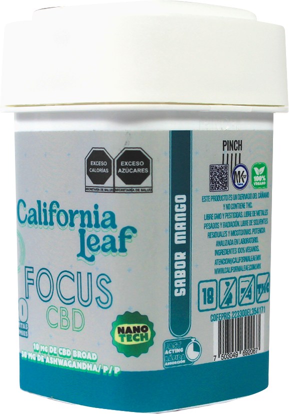 California Leaf® | Gomitas Focus CBD (Betacariofileno – 10 mg CBD Nano Broad) |15 ó 30 piezas.